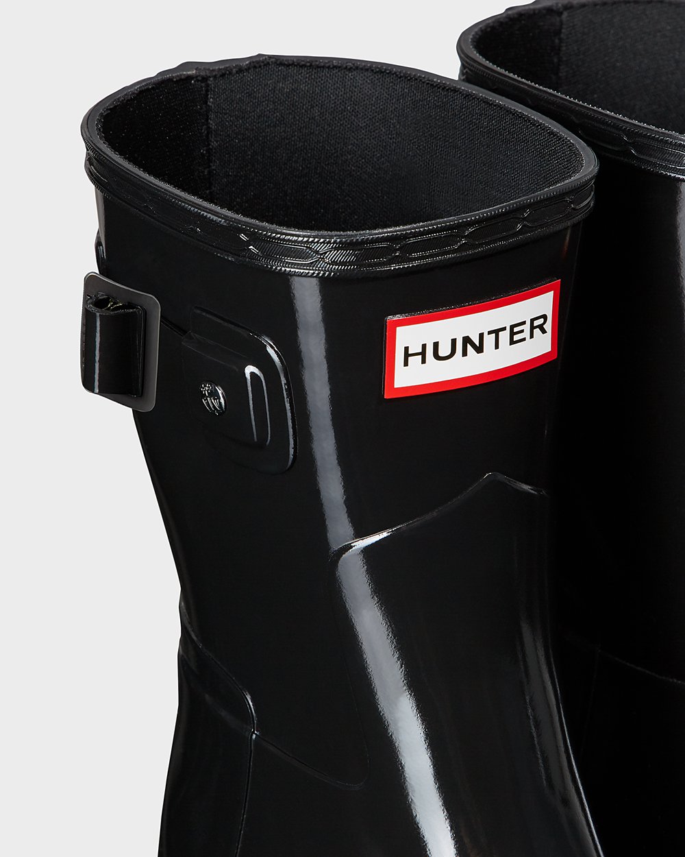 Womens Hunter Short Rain Boots Black - Refined Slim Fit Gloss - 0175628-ON